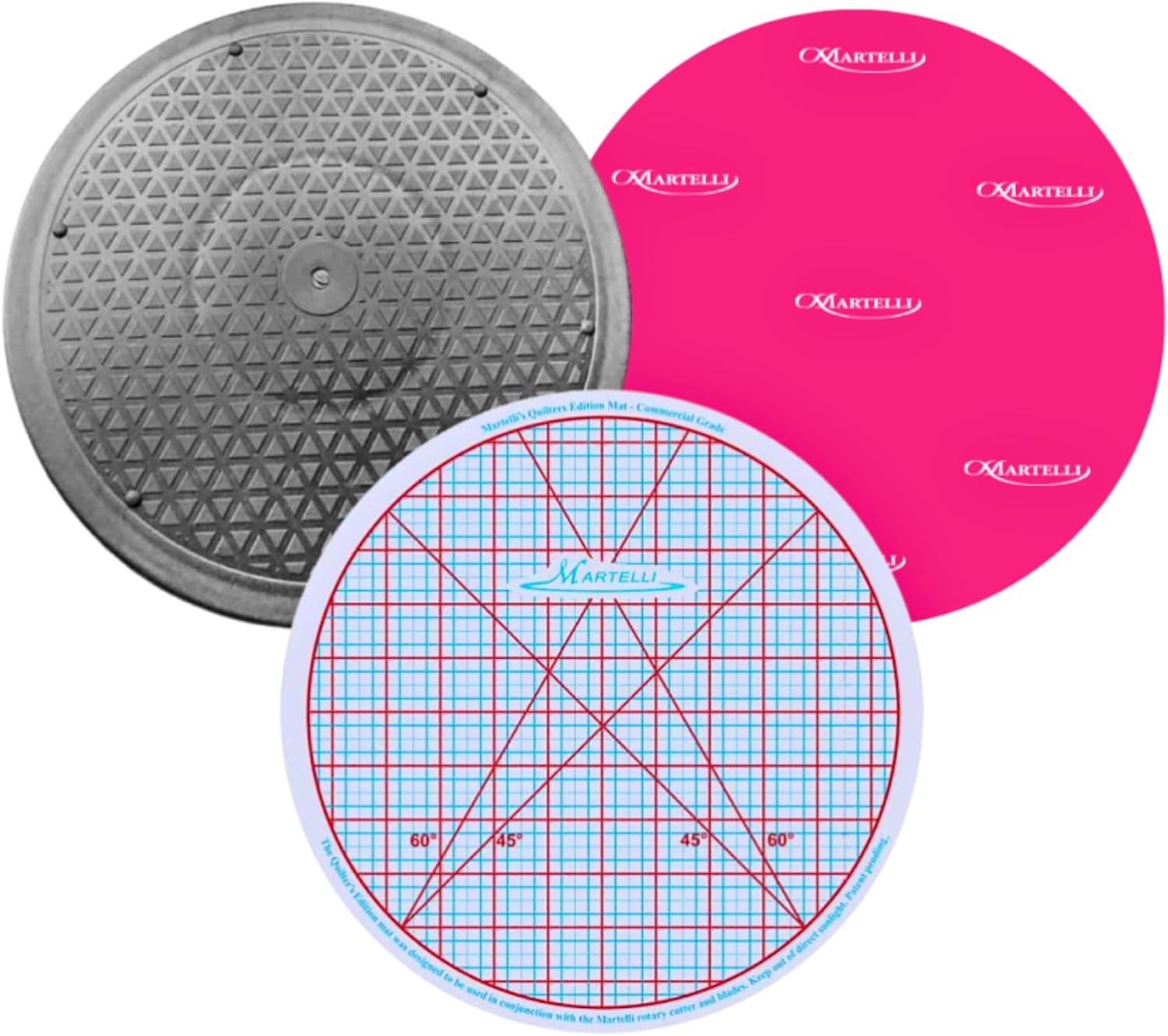 Martelli Round About 12-inch Turntable Set, Rotating Cutting Mat with Grid, Ironing Top, for Quilters - Sewing and Crafting Tool