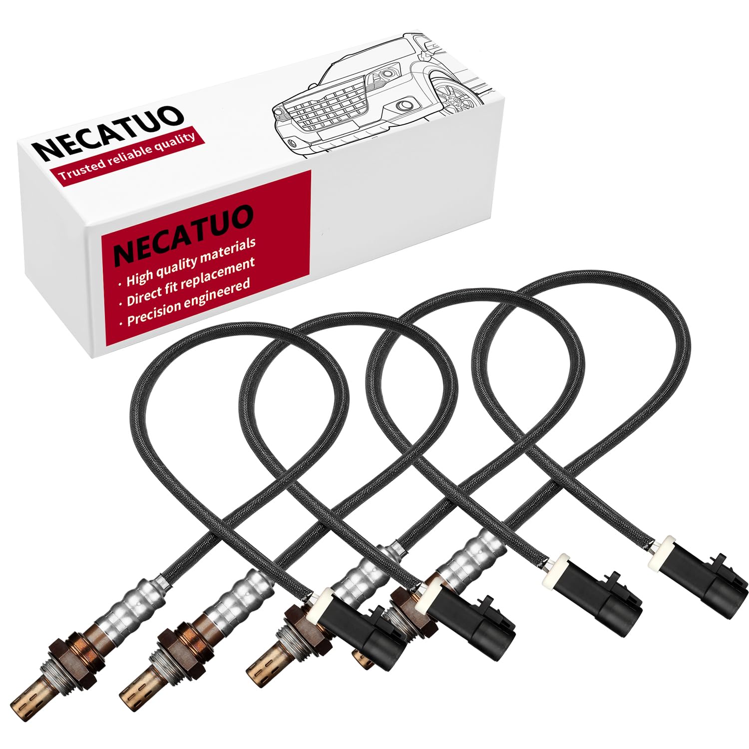 NECATUO 15716 15717 Upstream Downstream O2 Oxygen Sensor (Set of 4) Compatible with Ford Ranger Mustang Expedition Explorer Escape F150 F250 F350