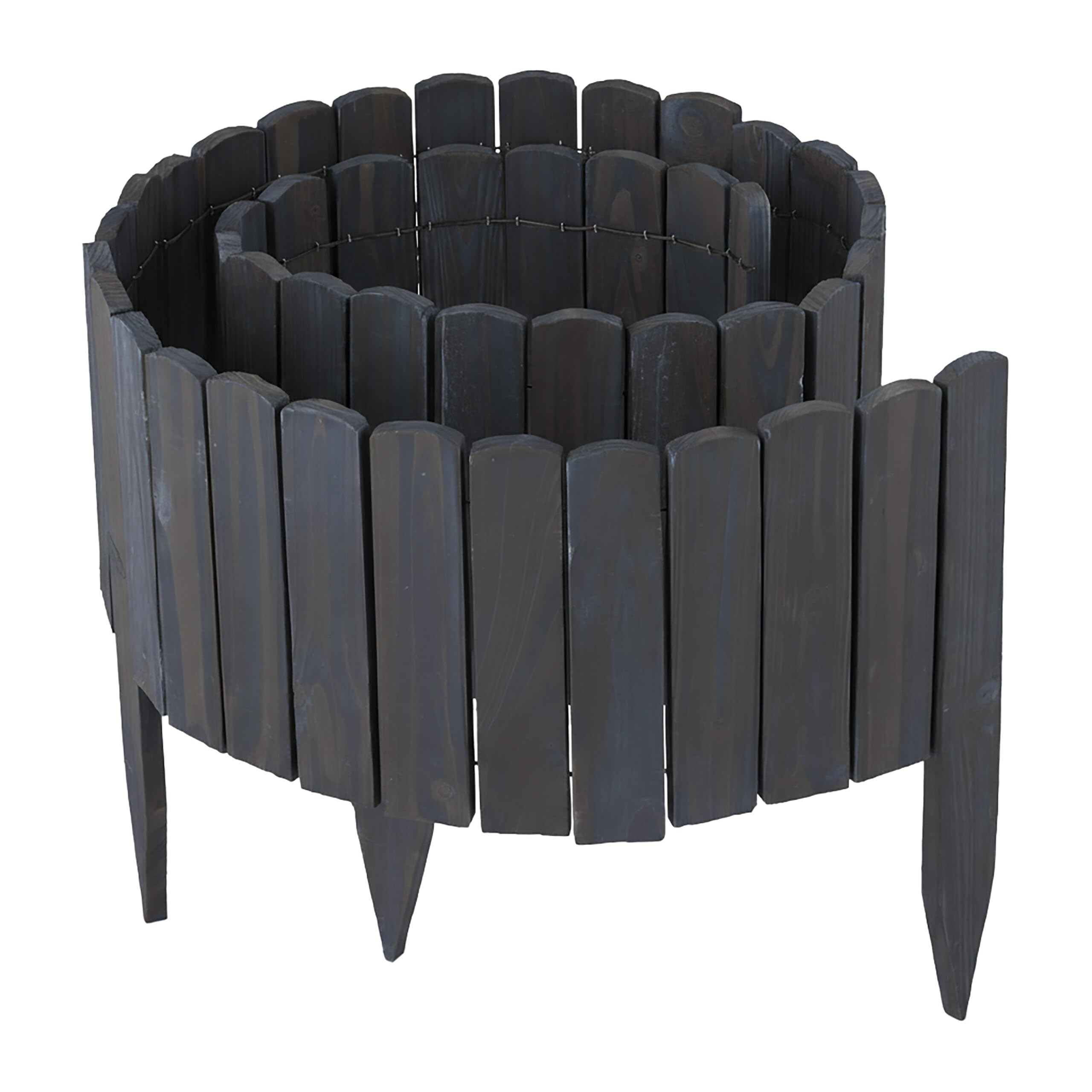 Bordure de massif flexible bois pelouse XL anthracite à enfoncer 200cm