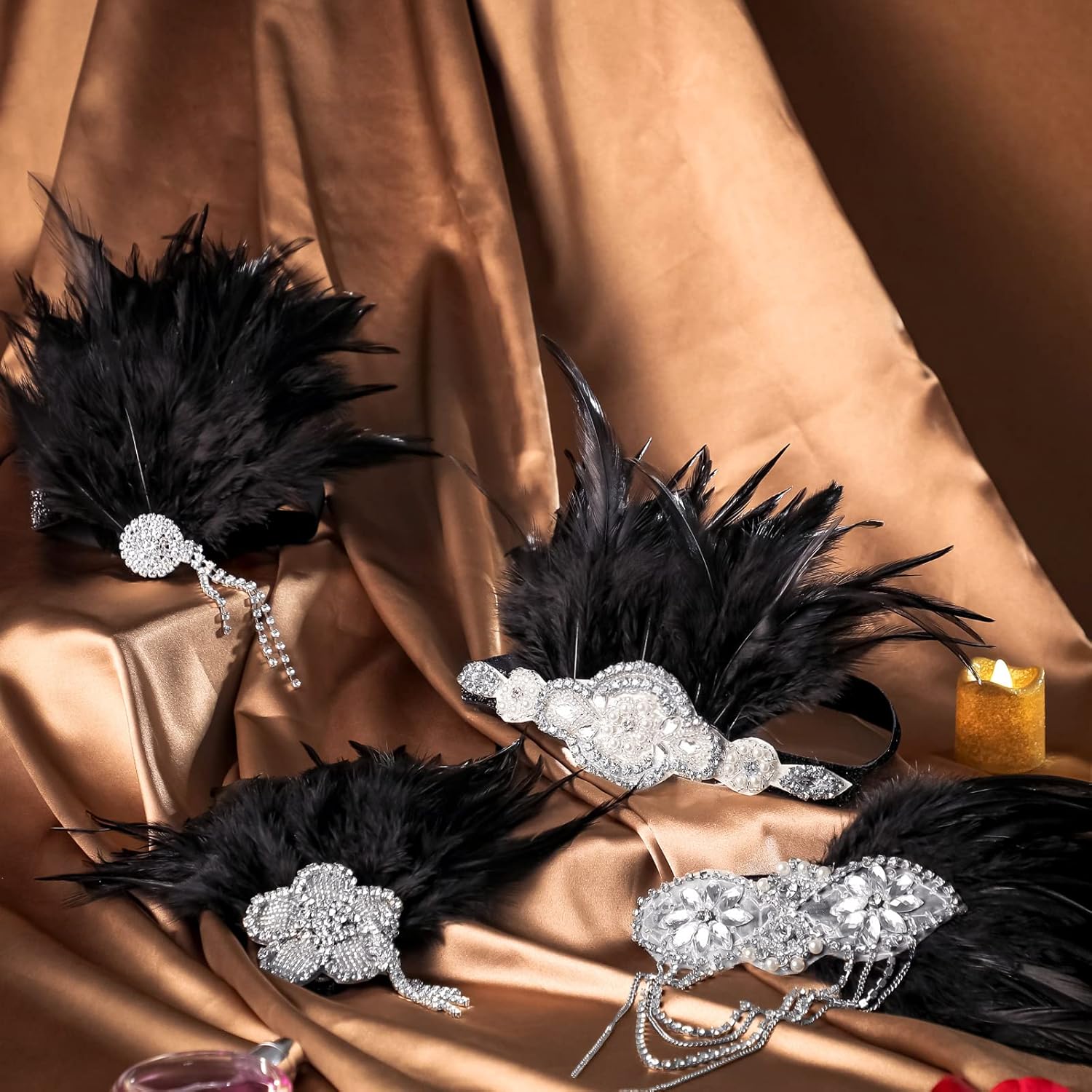 Patelai 4 Pcs Vintage 1920s Flapper Headband Rhinestone Flapper Headpiece Roaring 20s Accessories for Women Mardi Gras Outfit - Image 7