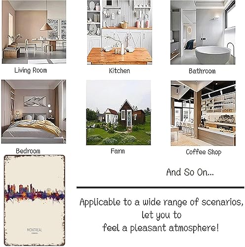 Miniatura 7 de Montreal Skyline Canada Vintage City Landscape - Letrero de lata de metal, carteles de estaño retro para hombre, cueva, bar, garaje, habitación,