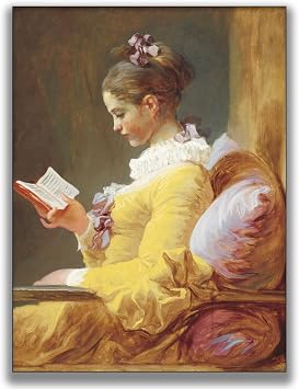 OKRA Jean Honore Fragonard Print - Young Girl Reading Art Poster - World Classic Art Reproduction - Reading Decor - Cool Canvas Wall Decor for Girls Bedroom Living Room Unframed 12x16in/30x40cm...