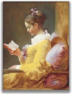 OKRA Jean Honore Fragonard Print - Young Girl Reading Art Poster - World Classic Art Reproduction - Reading Decor - Cool Canvas Wall Decor for Girls Bedroom Living Room Unframed (12x16in/30x40cm)…