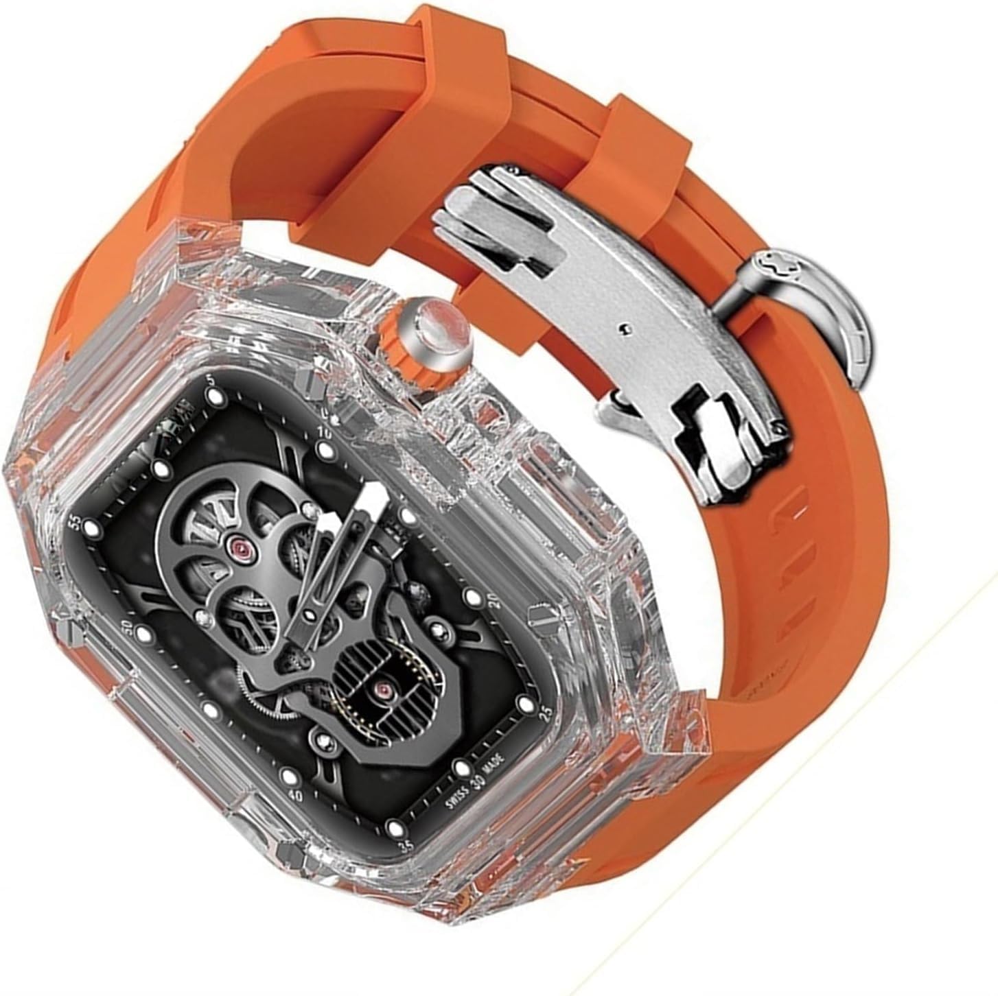 Transparent Watch Case Silicone Band，For Apple Watch 8 7 6 5 4 SE Series，Sports Watch Band Case Mod Kit，For Iwatch 44mm 45mm 49mm Watch Replacement Accessories