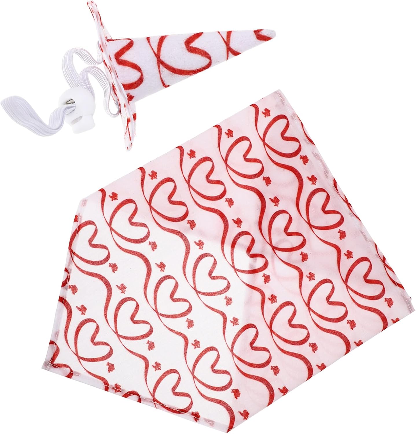 VOSAREA Valentine's Day Pet Hat and Saliva Towel Set, Size S, 4 Decorative Dog Hats with 4 Puppy Bandanas, Soft Fabric for Small Dogs, Cute Accessories for Holiday and Party Use