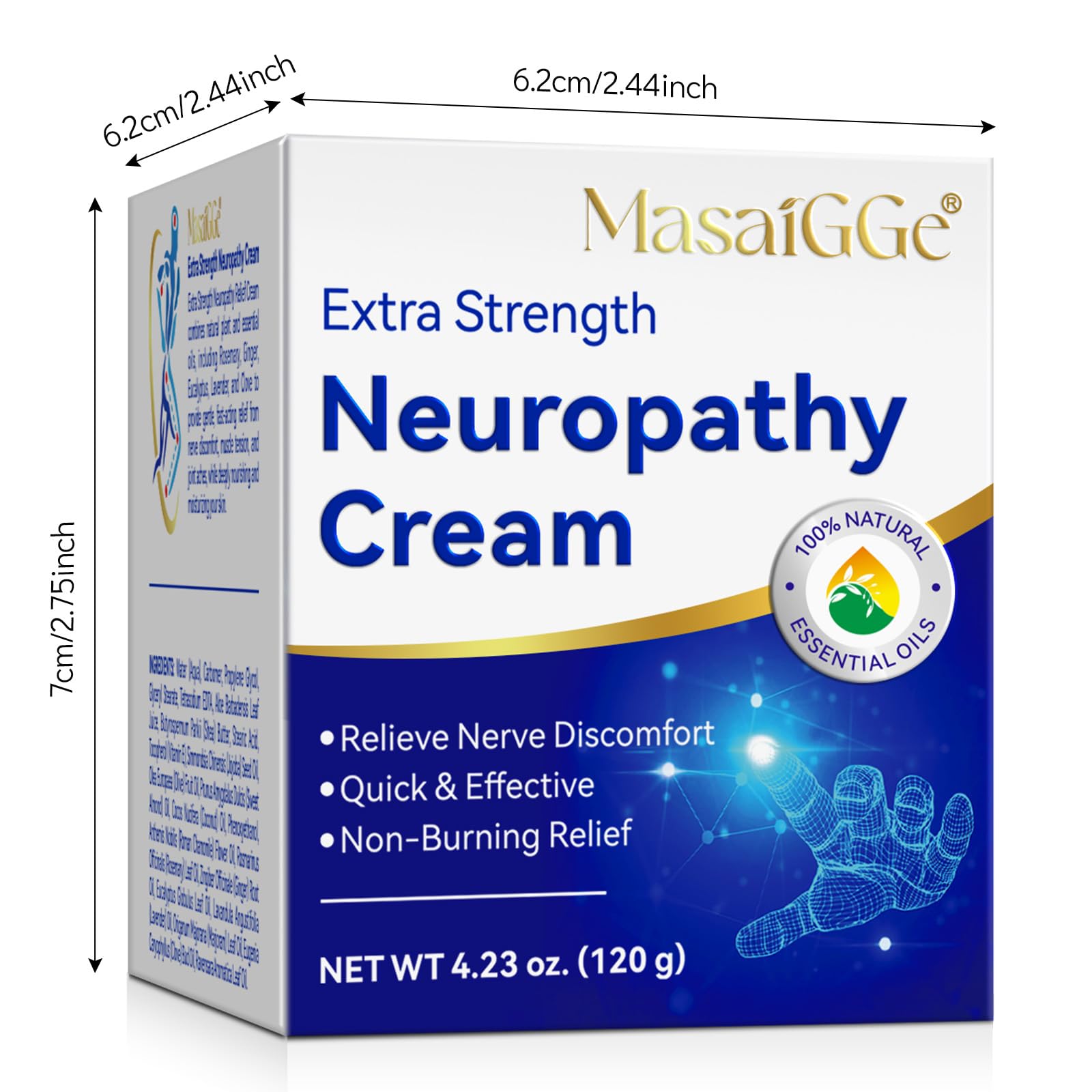 Crema para Neuropatía 120g, Alivio Rápido del Dolor Nervioso, Reduce Hormigueo y Entumecimiento, Fórmula Natural con Árnica, Aloe Vera y Vitamina B6, Hidratante No Grasa, para Pies, Manos y Piernas