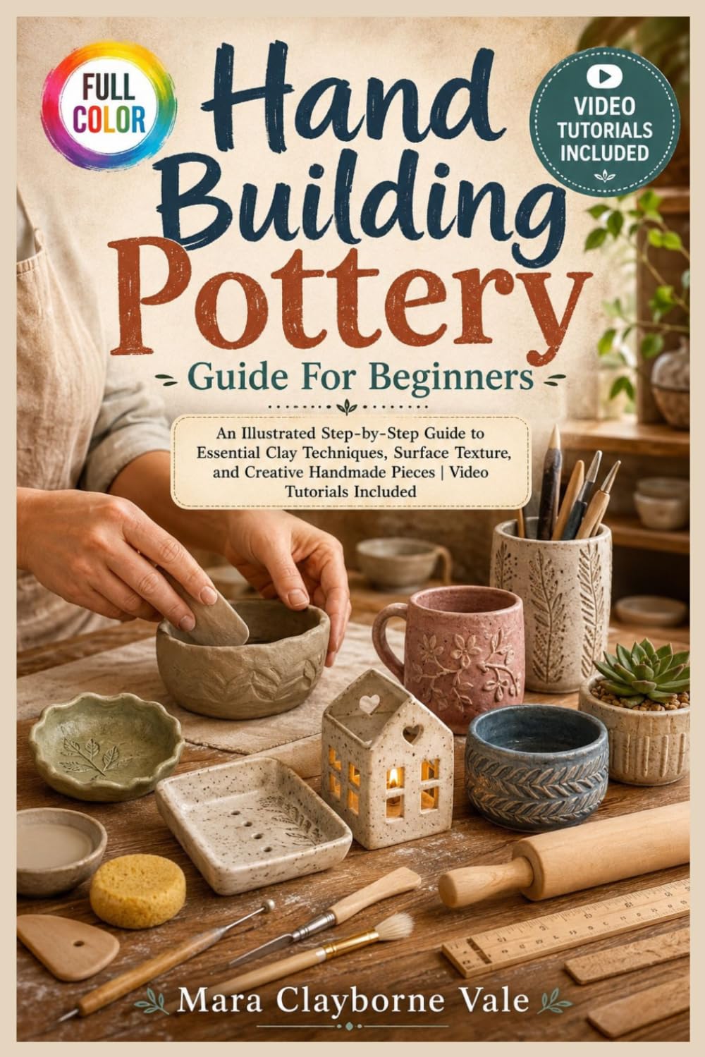 HAND BUILDING POTTERY GUIDE FOR BEGINNERS: An Illustrated Step-by-Step Guide to Essential Clay Techniques, Surface Texture, and Creative Handmade Pieces | Video Tutorials Included