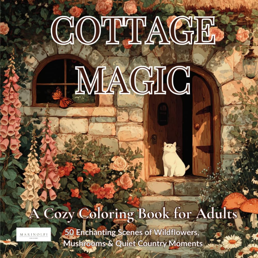 Cottage Magic: A Cozy Coloring Book for Adults: 50 Enchanting Scenes of Wildflowers, Mushrooms & Quiet Country Moments | Relaxing Cottagecore Illustrations for Stress Relief