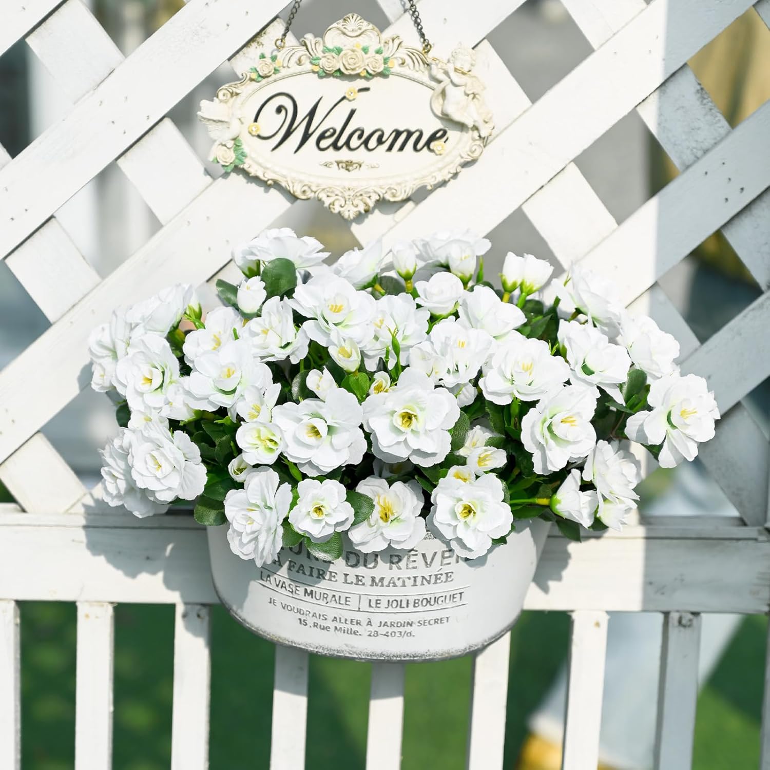 Waipfaru Outdoor Faux Plants Flowers for Outdoor Planters, 4 Large Bundles UV Resistant Artificial Flowers for Outdoors, Realistic Fake Silk Camellia Flowers for Outside Front Door Porch Patio Balcony - Image 2