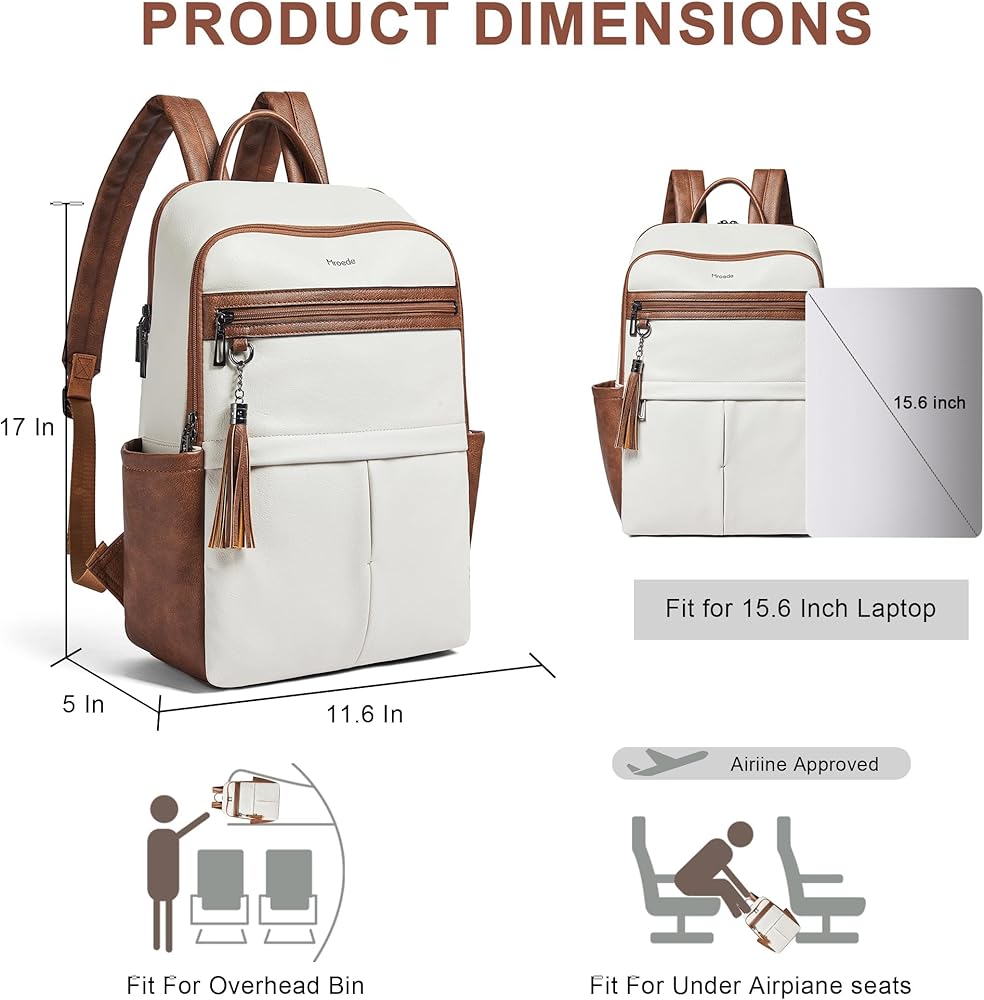 Amazon.com: Mroede Leather Laptop Backpack for Women, 15.6" Causal Daypack  Backpacks Purse Computer Backpack with Laptop Compartment for Travel Work  College Business, Beige Brown : Electronics
