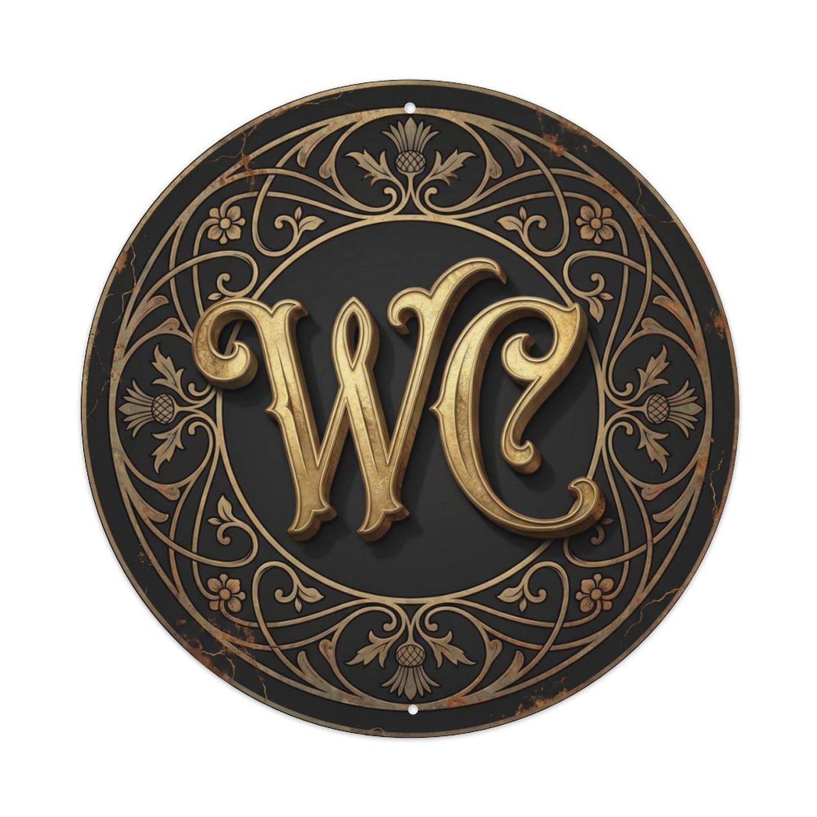 Fqcyn Style Toilet （Wc） Rusty Retro Restroom Wall Ornament Metal Tin Sign Plaque Wall Decor For Cafe, Club Bar, Office, Home Garden Round Metal Poster 8X8inch