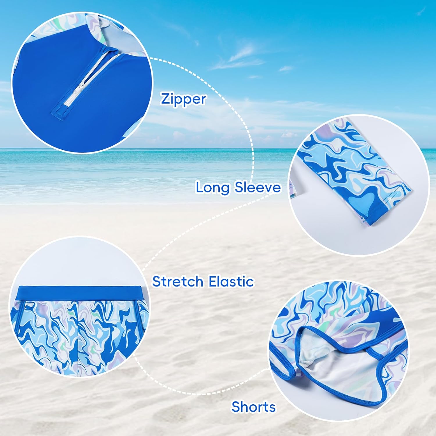 Toddler Girls Long Sleeve Swimsuits Girl Swimwear Little Girls Swimsuits 2 Pieces Toddler Rash Guard Swimsuit Print - Image 5