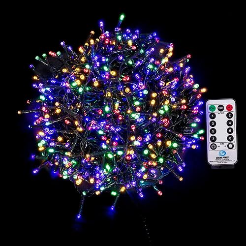 Vickerman 1000 luces LED multicolor Juego de 8 luces de serpiente para interiores y exteriores Control remoto Temporizador y atenuador para luces