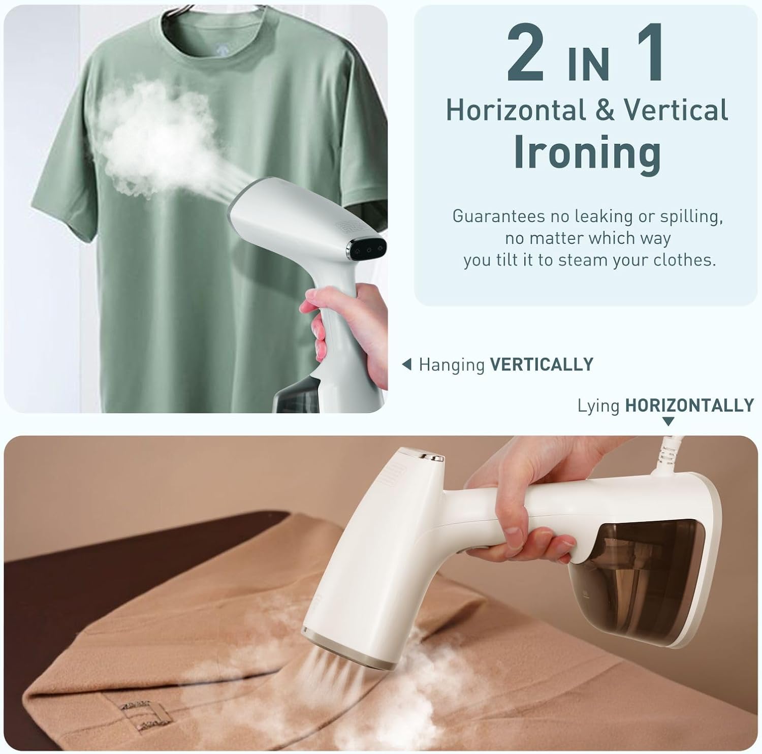 Upgrade Steamer for Clothes,1500W 30s Quick Heat Handheld Clothes Steamer,Fabric Wrinkles Remover Garment Steamer with Smart LCD,2 in 1 Clothing Iron with 300ml Tank and Fabric Brush (25s Quick Heat)
