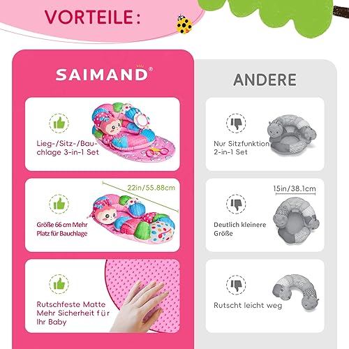 Miniatura 5 de Caterpillar - Almohada 3 en 1 para bebé de 0 a 6 meses, tapete de juego desmontable para recién nacidos, juguetes sensoriales para bebés de 0 a 6