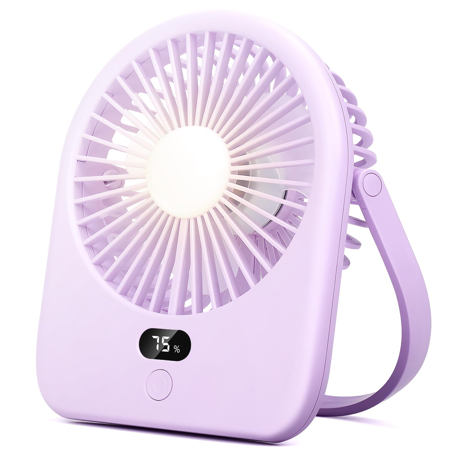 NezylafPortable Desk Fan with LED Light, Rechargeable 2000mAh Battery Operated Personal Fan, 180° Tilt Adjustable Small Silent Table Travel Fan, 5 Speeds Desktop Fan for Bedroom, Outdoor