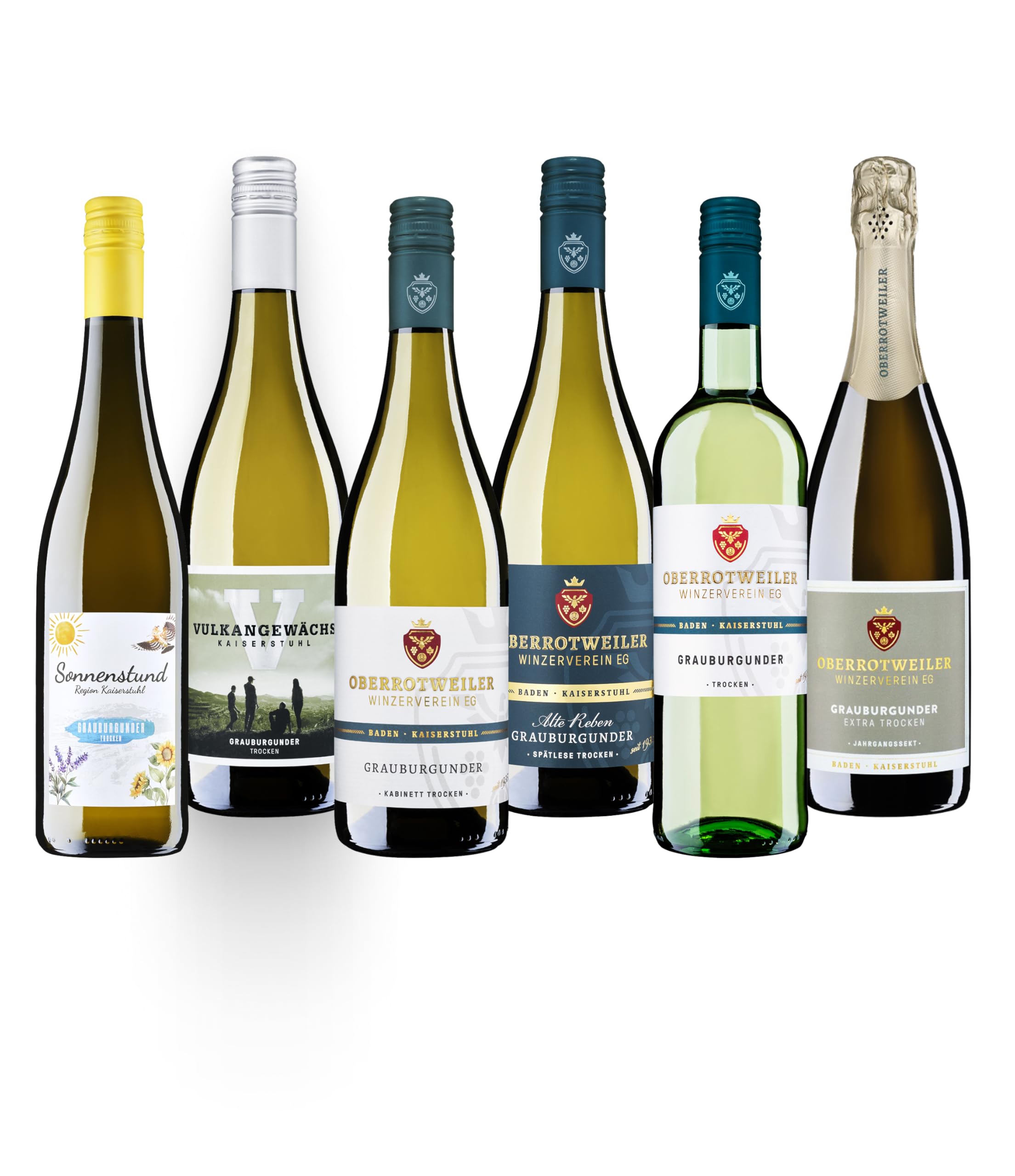 Oberrotweiler Only Grauburgunder Wein-Paket - Probierpaket Grauburgunder trocken vom Kaiserstuhl, perfekt als Wein Geschenk für Weisswein liebhaber & besondere Anlässe (6 x 0,75 l)
