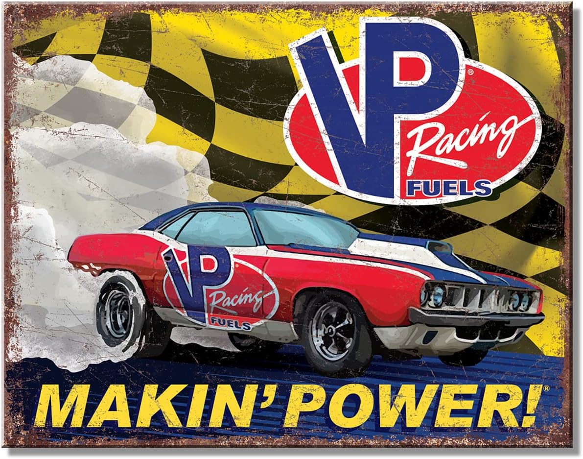 Desperate EnterprisesVP Racing Car Tin Sign - Nostalgic Vintage Metal Wall Decor - Made in USA