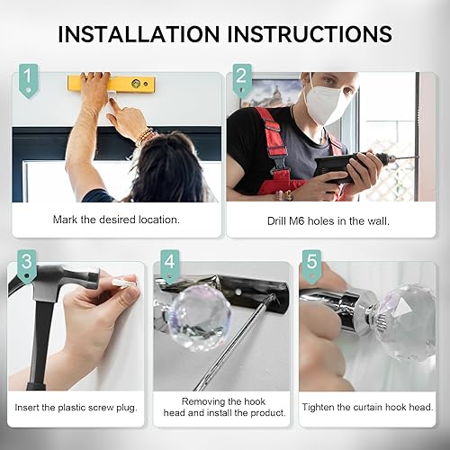 Miniatura 7 de 2 soportes de cortina de cristal, alzapaños de cortina de metal para pared, soportes laterales resistentes para cortinas, ventanas, decoración