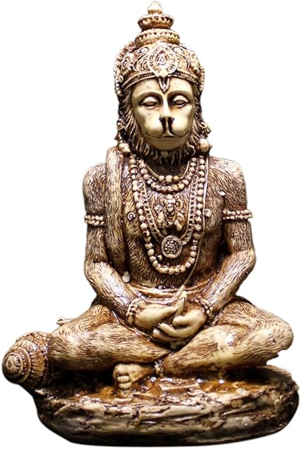Amazingindiaonline Indian Hand Carved Meditating God Hanuman Resin Statue Sculpture 6 Inches