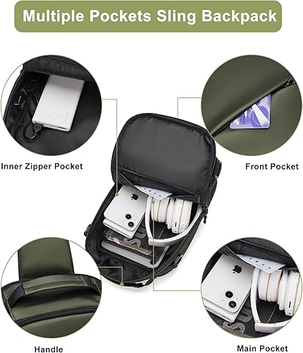 Vista 4 de SEAFEW Mochilas tácticas.., A-verde, Mochilas Sling