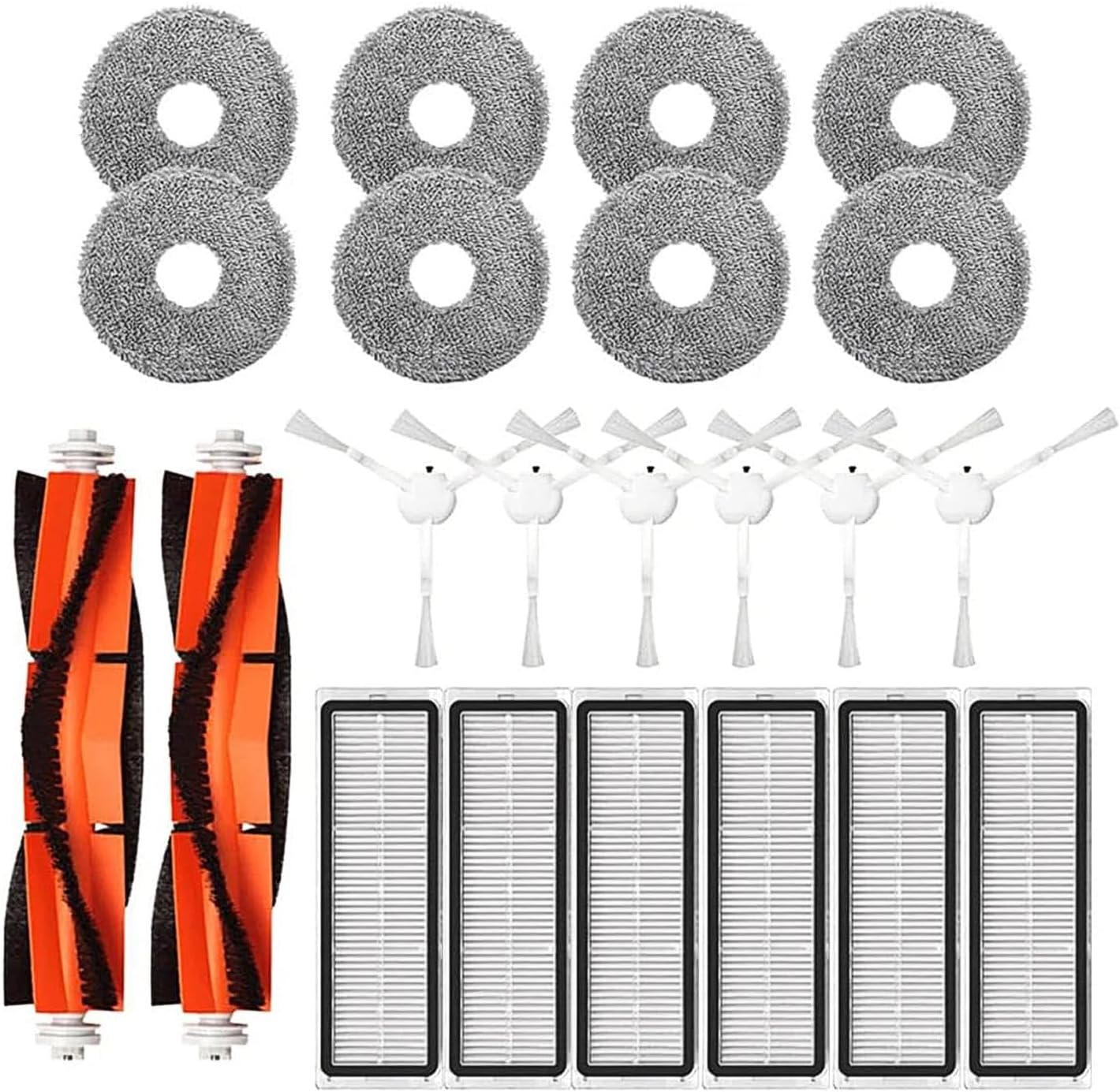 Replacement kit Compatible with Xiaomi S10+/S10 Plus Vacuum Cleaner Robot Accessories Main Brush, Side Brush, Mop Cloth, HEPA Filter Parts (22 pcs)