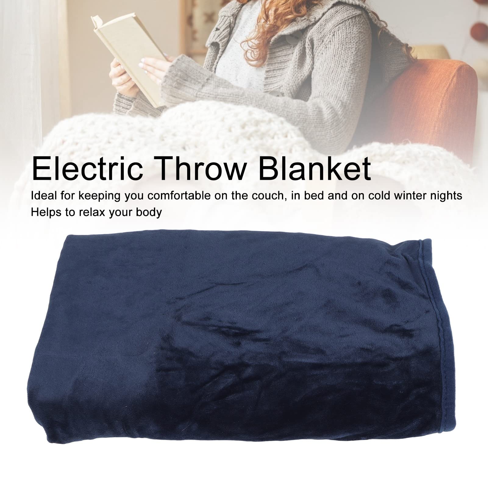 Couverture Chauffante USB 5V 2A Flanelle Matériel Doux Confortable Chaud Couverture Électrique pour La Maison Dormir Relaxant (Bleue)