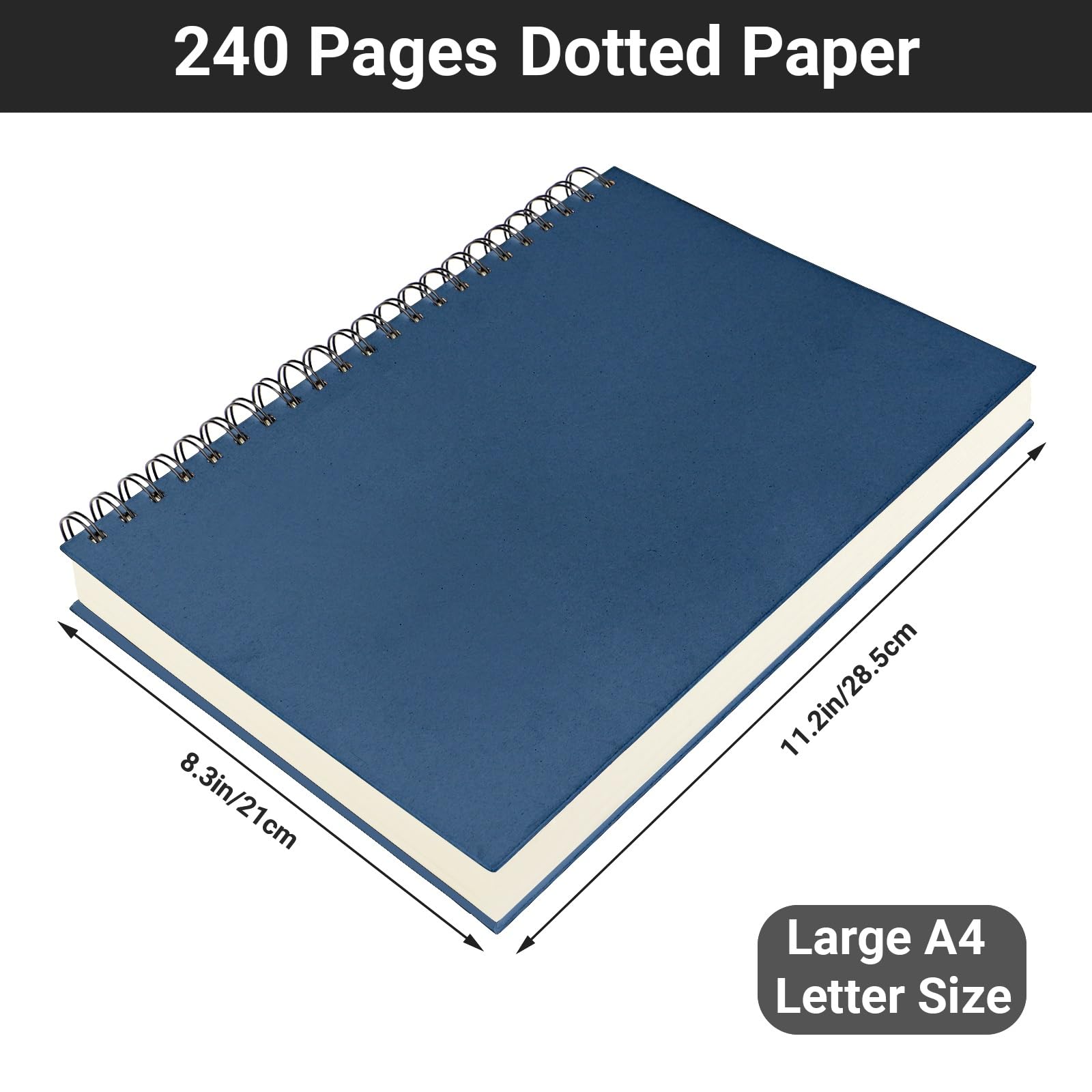 Cahier Feuille Blanche A4-3 Pièces Journal Notebook Vert Foncé - 21X29