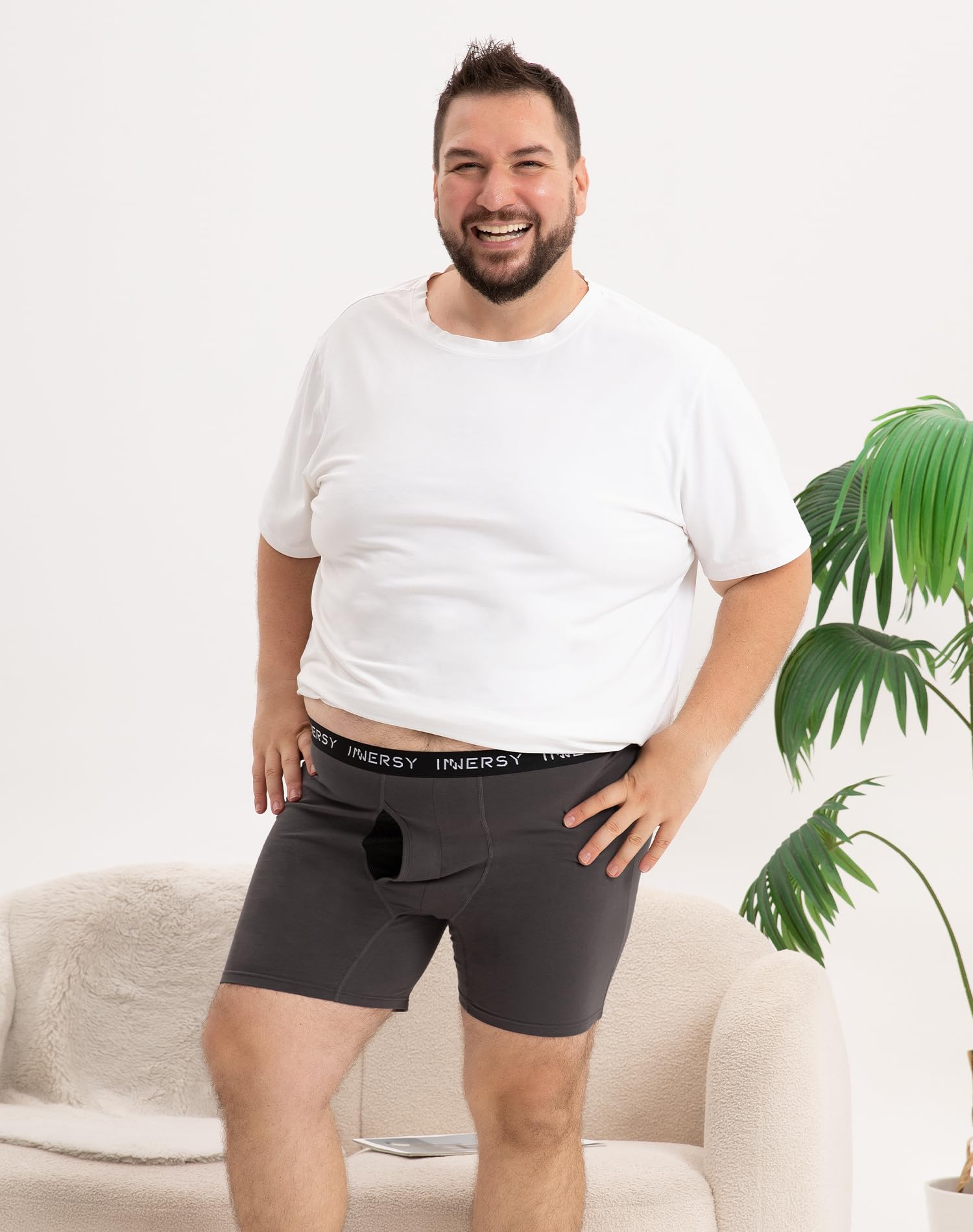 INNERSY Lot de 4 boxers pour homme - Grandes tailles - En coton - Avec braguette - XL - 6XL