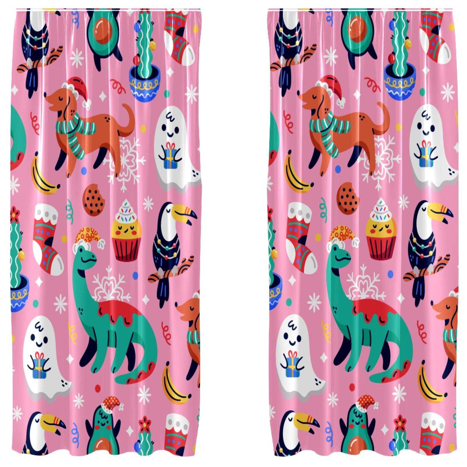 Rideaux occultants contre la lumiere du jour chambre rose motif dinosaures