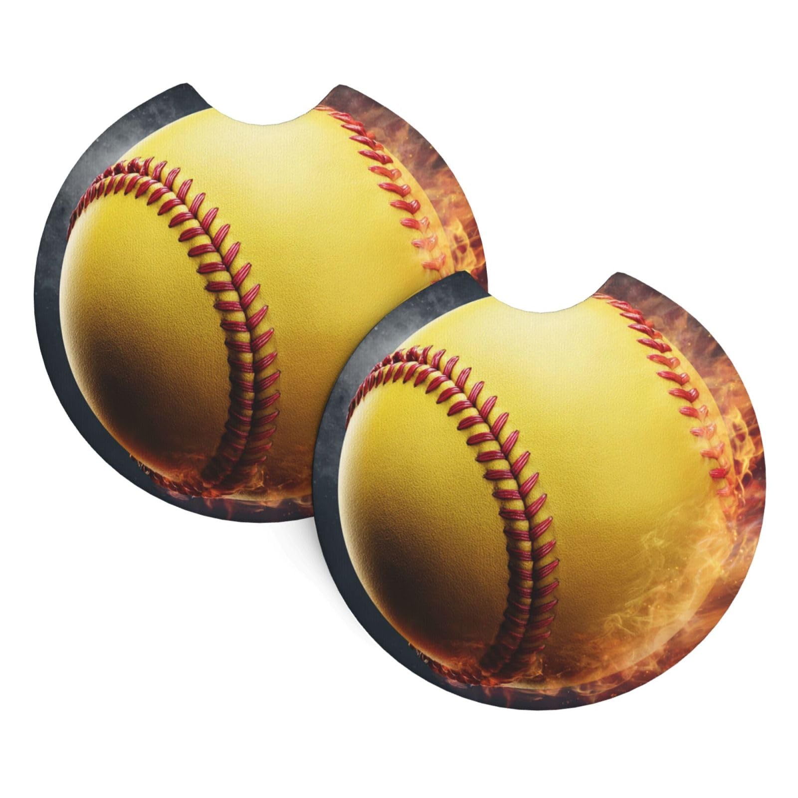 Xopekvlawm Softball 2 Pack Car Cup Holder Coasters 2.7 Inch Universal Anti-Slip Shockproof Car Cup Holder Insert Car Coasters Drink Coasters Cup Holder Coasters For Car Accessories