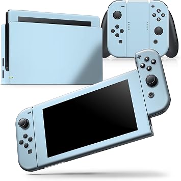 Design Skinz - Compatible with Nintendo Switch OLED Console + Joy-Con - Skin Decal Protective Scratch-Resistant Removable Vinyl Wrap Cover - Baby Blue Pastel Color