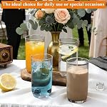Berglander Highball Ensemble de lunettes 4pc, 14 oz Tall PET Verres Collins, coupes en verre réutilisables, verre à bar pour boissons, bière, jus, lait, mojito, boisson froide