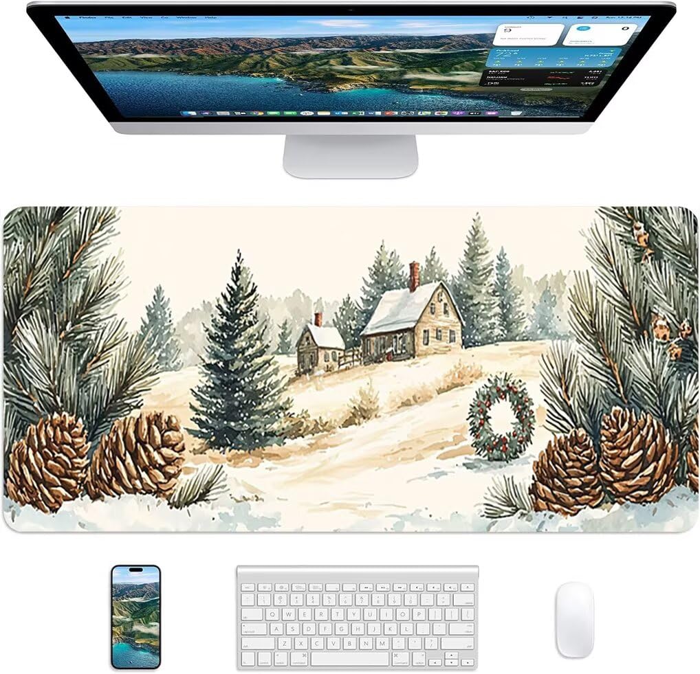 Wxuaixnn Pianta Tappetino per Mouse Gaming XXL, 160x80cm Tappetino da Scrivania, Bianco Mousepad con Bordi Cuciti per Gamer e computer portatilea, Migliora la Precisione e la velocità -10167