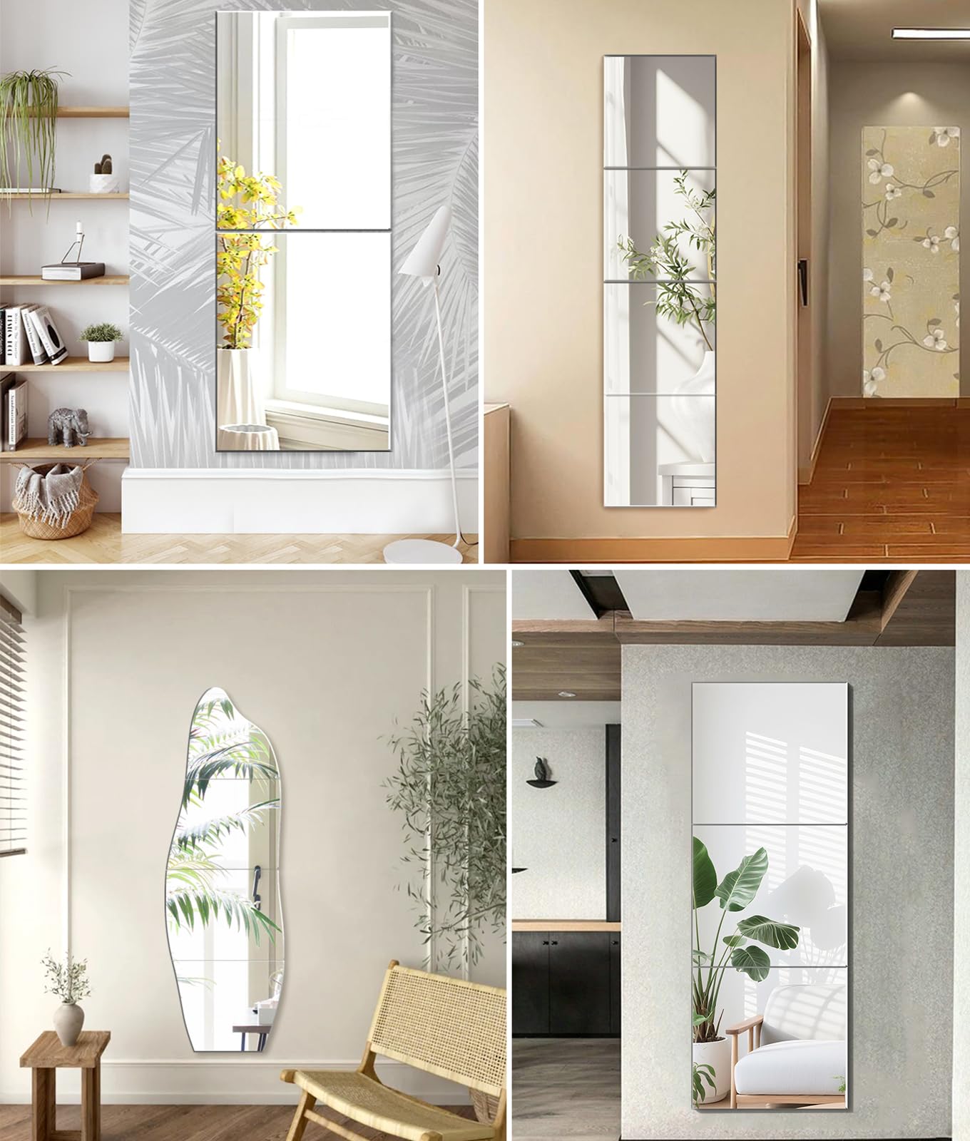 Specchio da Parete Adesivo Specchio Autoadesivo Adesivo Grande Specchio da Parete Rettangolare per Camera da Letto, Bagno, Cabina Armadio, Soggiorno