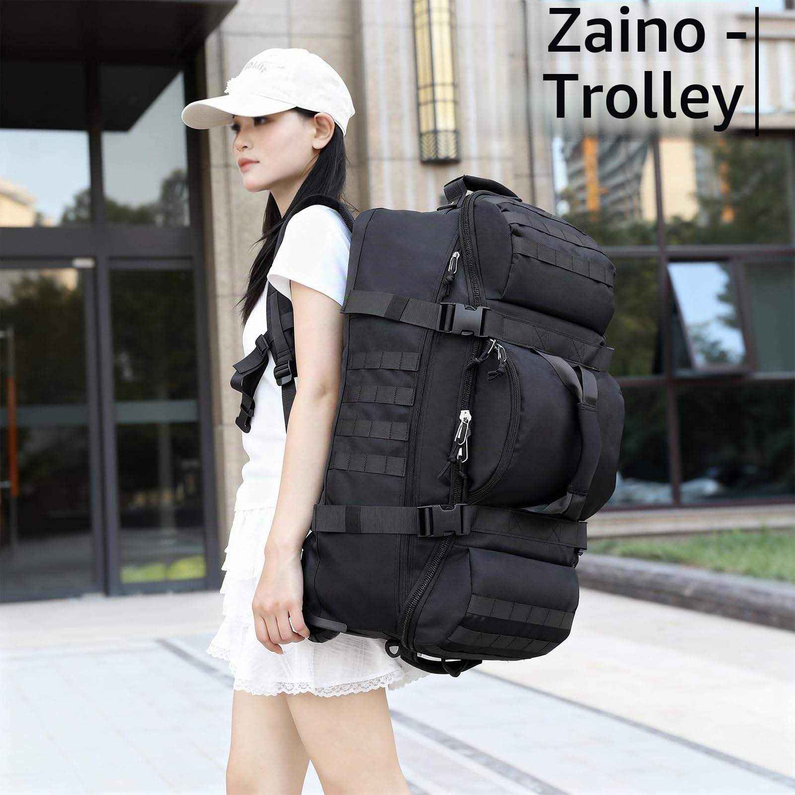 Borsone Da Viaggio Con Ruote 80L Grande Borsa Da Sportiva Impermeabile Pieghevole Extra Large Borsone Trolley Unisex Weekender Trekking Palestra Viaggi Nuoto (Nero)