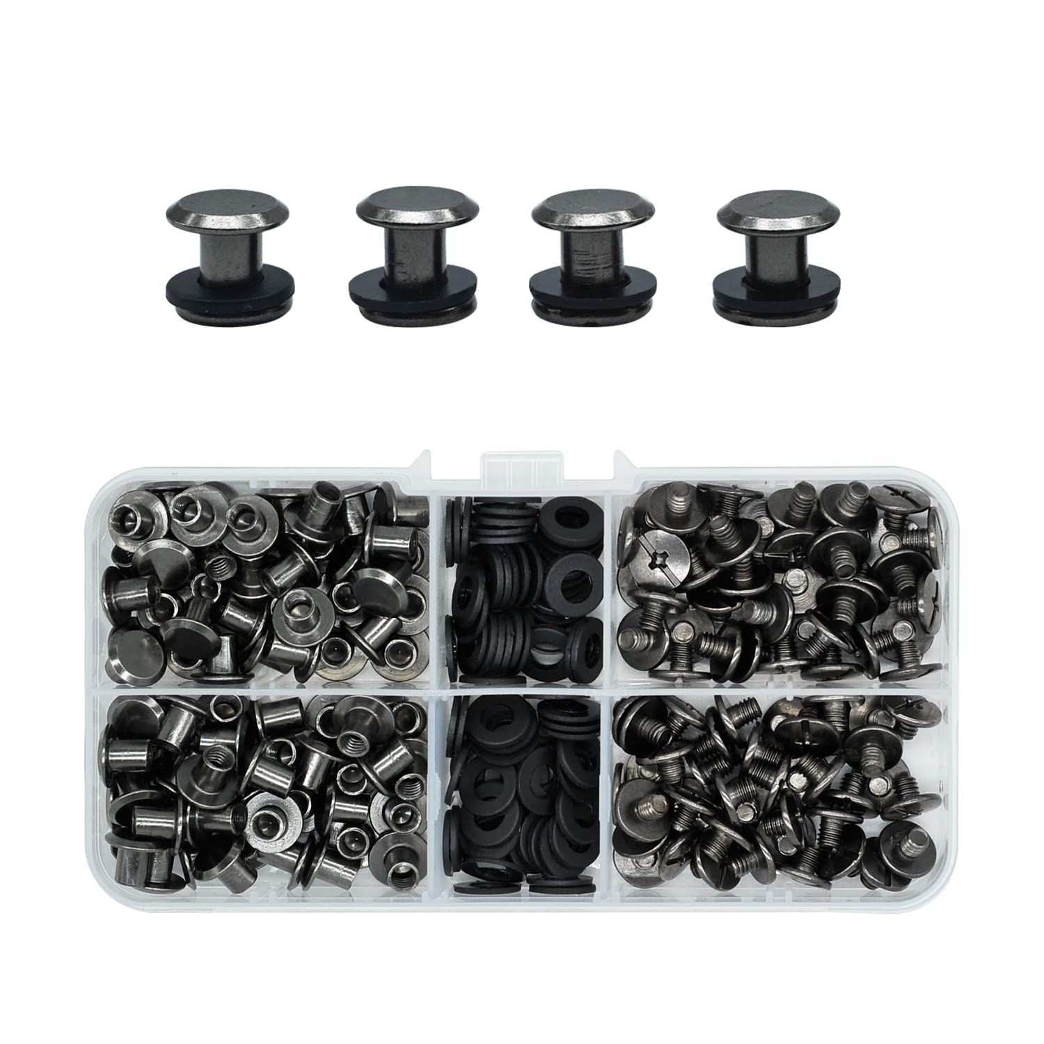 JJWNMLL Chicago Screw Posts, Rivet Chicago Binding Screws, Metal Rivet Replacement Repair for Bags, Collar, Harness, Luggage, Purse, Dog Lead, Backpack, Belt