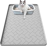 BEENXMYY Silicone Cat Litter Mat 24x15" - Waterproof Urine-Proof Non-Slip Trap Mat, Easy Clean Keeps Floors Tidy (Gray)