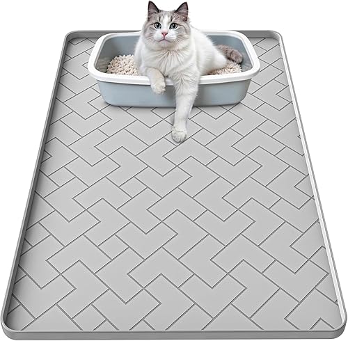 Alfombrilla de silicona para arena de gatos para caja de arena de 24" X 15" - Alfombrilla para atrapar arena de gatos fácil de limpiar, impermeable,