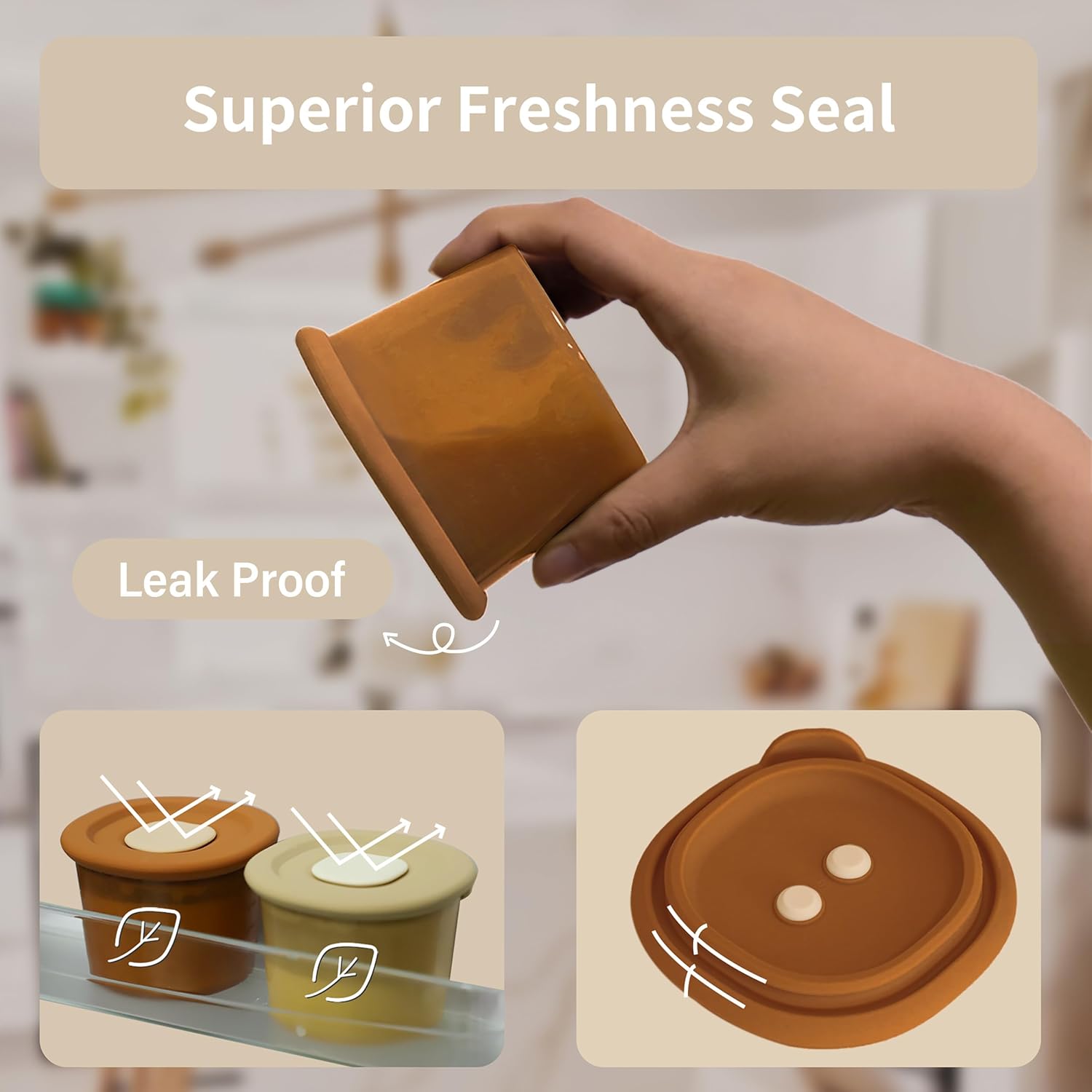 Moonkie Silicone Baby Food Containers 6pack 4oz/4pack 8oz and Silicone Baby Spoons Set of 4, Bundle