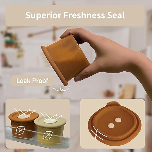 Miniatura 4 de Moonkie Recipientes de silicona para alimentos para bebés  Tarros de almacenamiento de alimentos para bebés de 4 onzas con tapas herméticas  Tarros