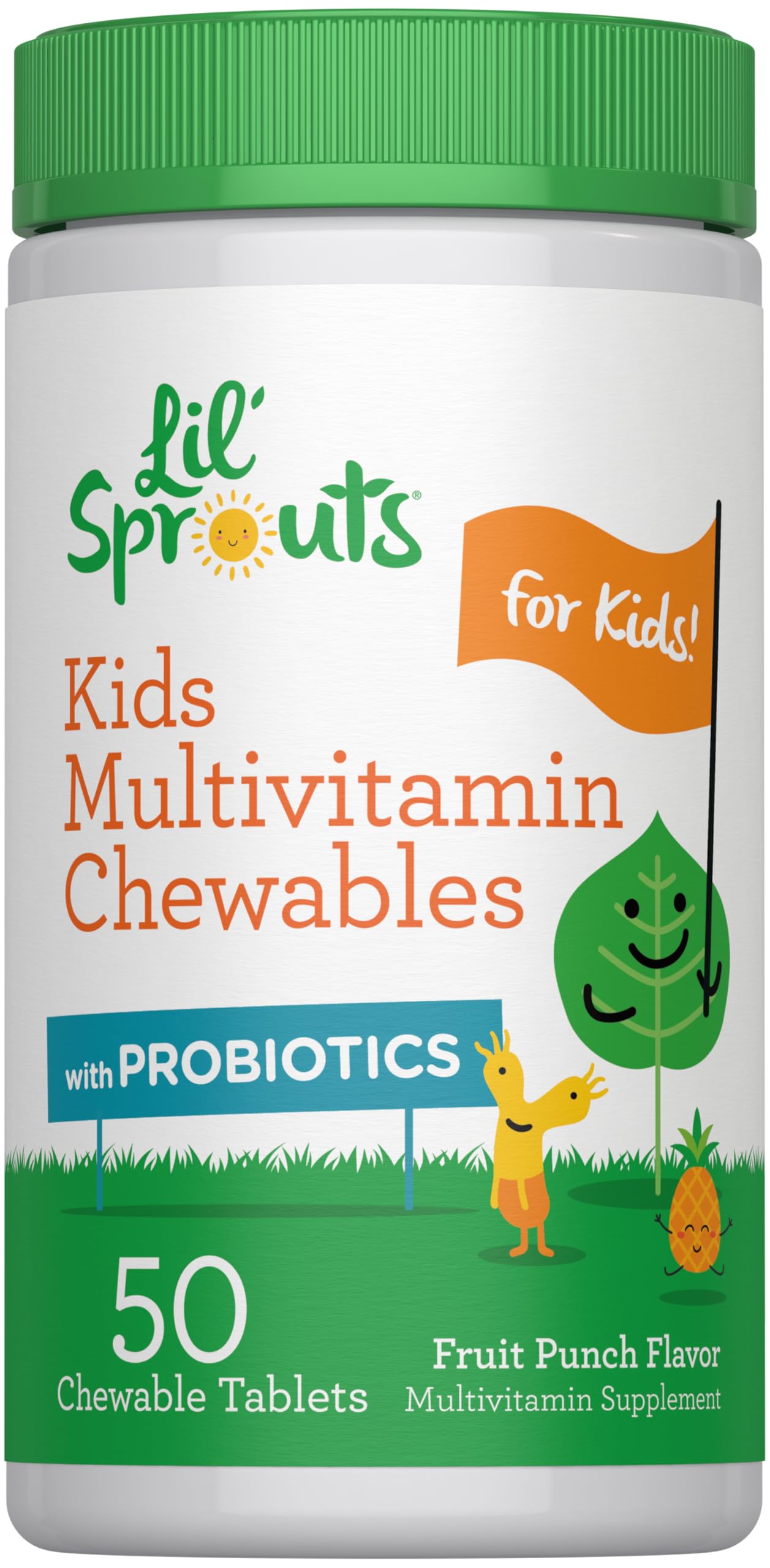 Lil' Sprouts Multivitamínico infantil com probióticos, 50 comprimidos mastigáveis