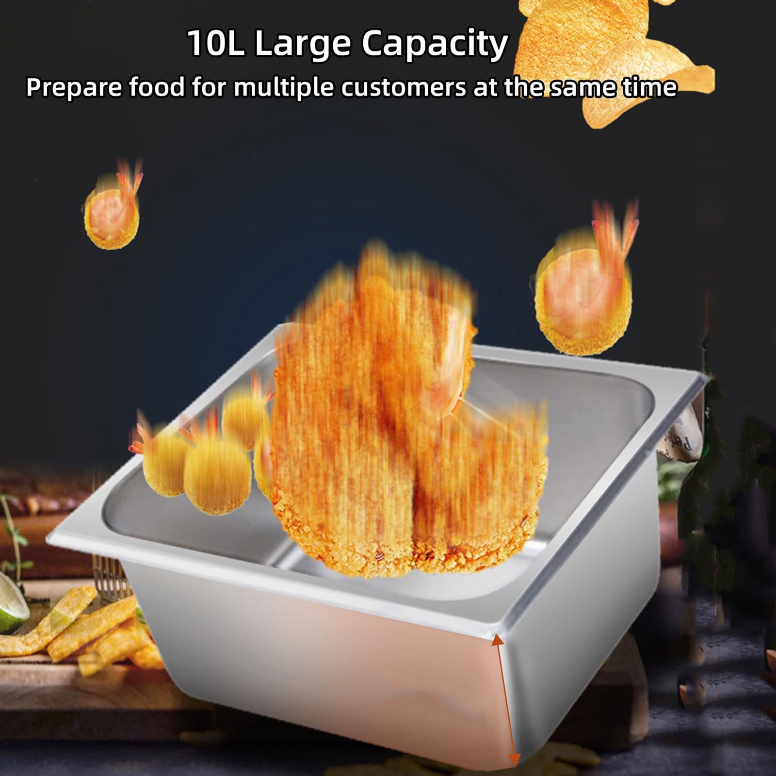 Piastre Riscaldanti Commerciali Per Friggitrice A Gas, Friggitrice A Doppio Slot Di Grande Capacità Con Cestello Per Frittura E Portaspezie, Friggitrice A Gas Con Valvola A Bassa Pressione Fritte