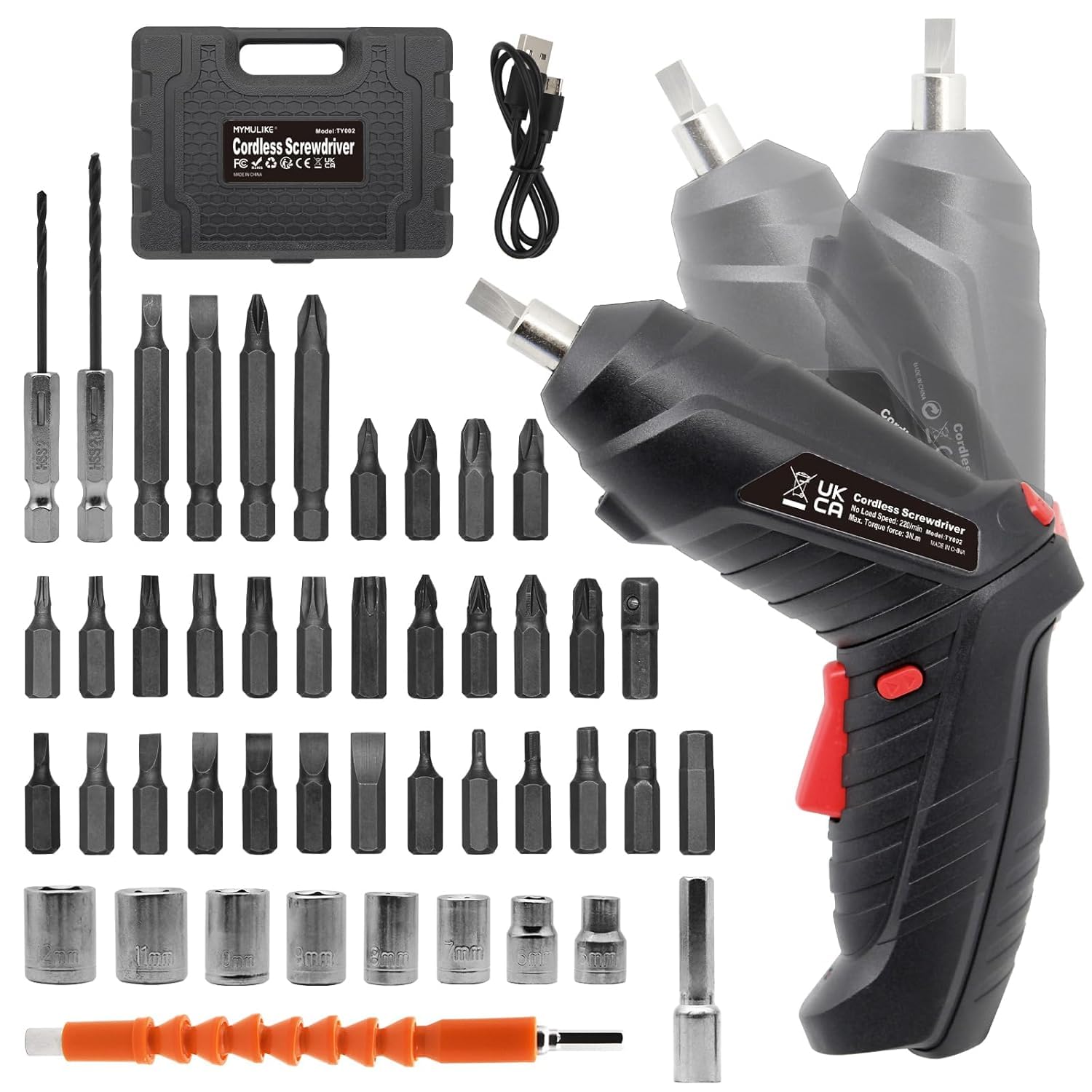 Cordless Electric Screwdriver Set, 3.6V Battery Powered Screwdriver Kit Including 47pcs Bits,Pivoting Handle and LED Lights Rechargeable Electric Screwdriver Set | 3.6V Rechargeable Cordless Electric Screwdriver with 47-Piece Bit Set, LED Light & Pivoting Handle-image-25