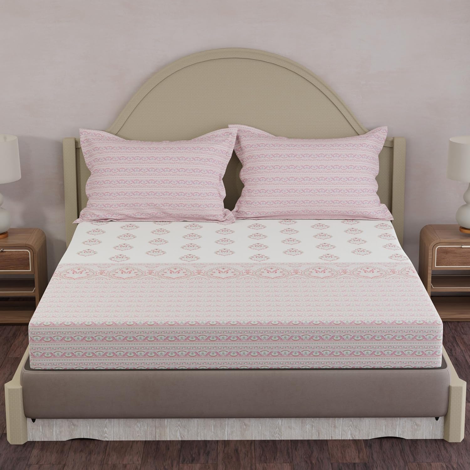 Blue Floral King Size Bedsheet Set - 100% Cotton -24 Blue Floral King Size Bedsheet Set - 100% Cotton -24