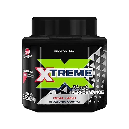 Xtreme Gel para el cabello Performance Black Styling con aloe vera, tarro de 8.82 onzas (paquete de 12)
