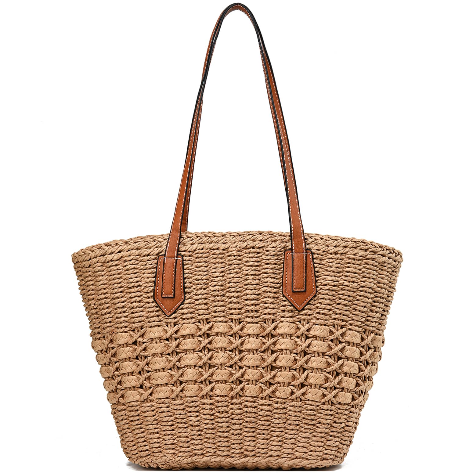 YAVCOOL Straw Beach Bags for Women Woven Beach Tote Bag Casual Boho Large Shoulder Handbags Purse for Vacation Holiday