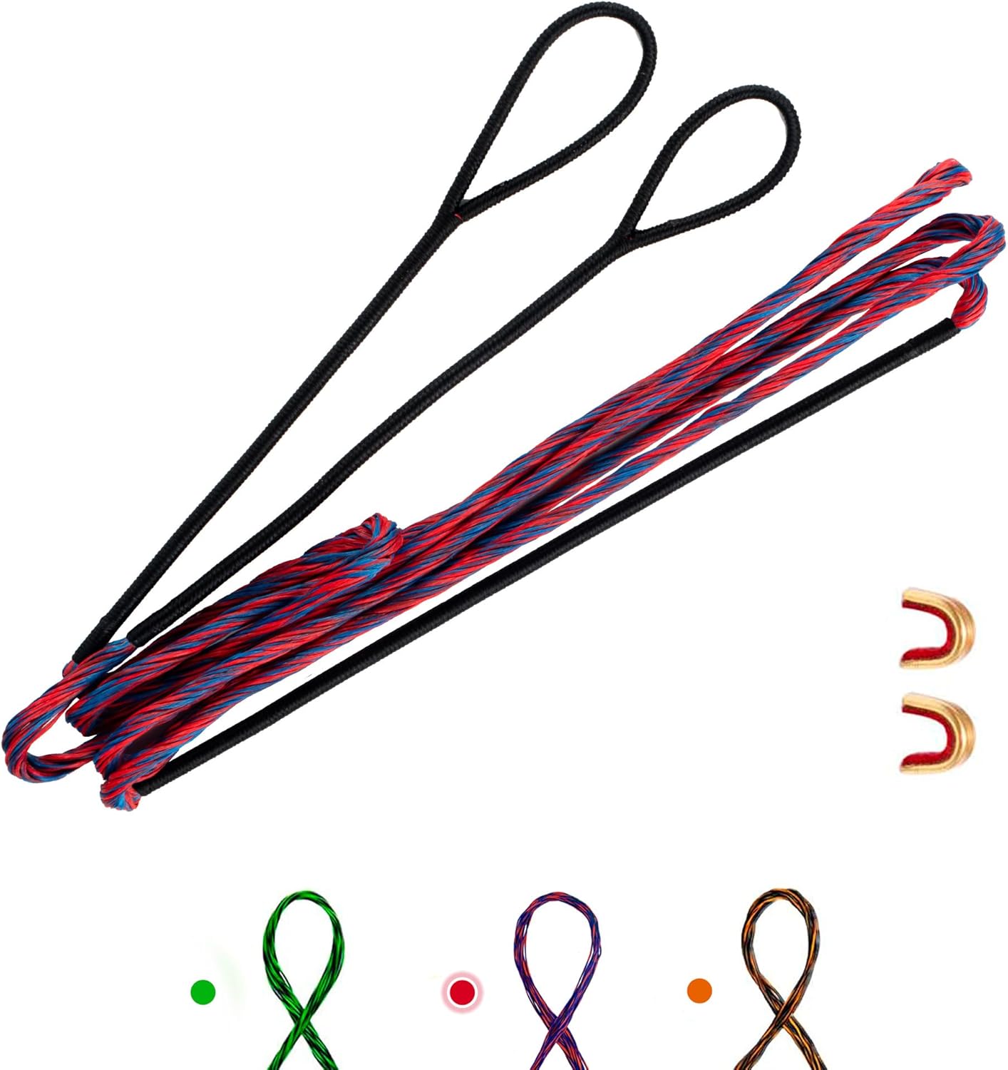 Deerseeker Archery Bowstring Set with 2 Nocking Points Dacron Recurve Bow String Replacement 12, 14, 16 Strands for Traditional Longbow Bow Shooting 48-70 inches (1pcs)