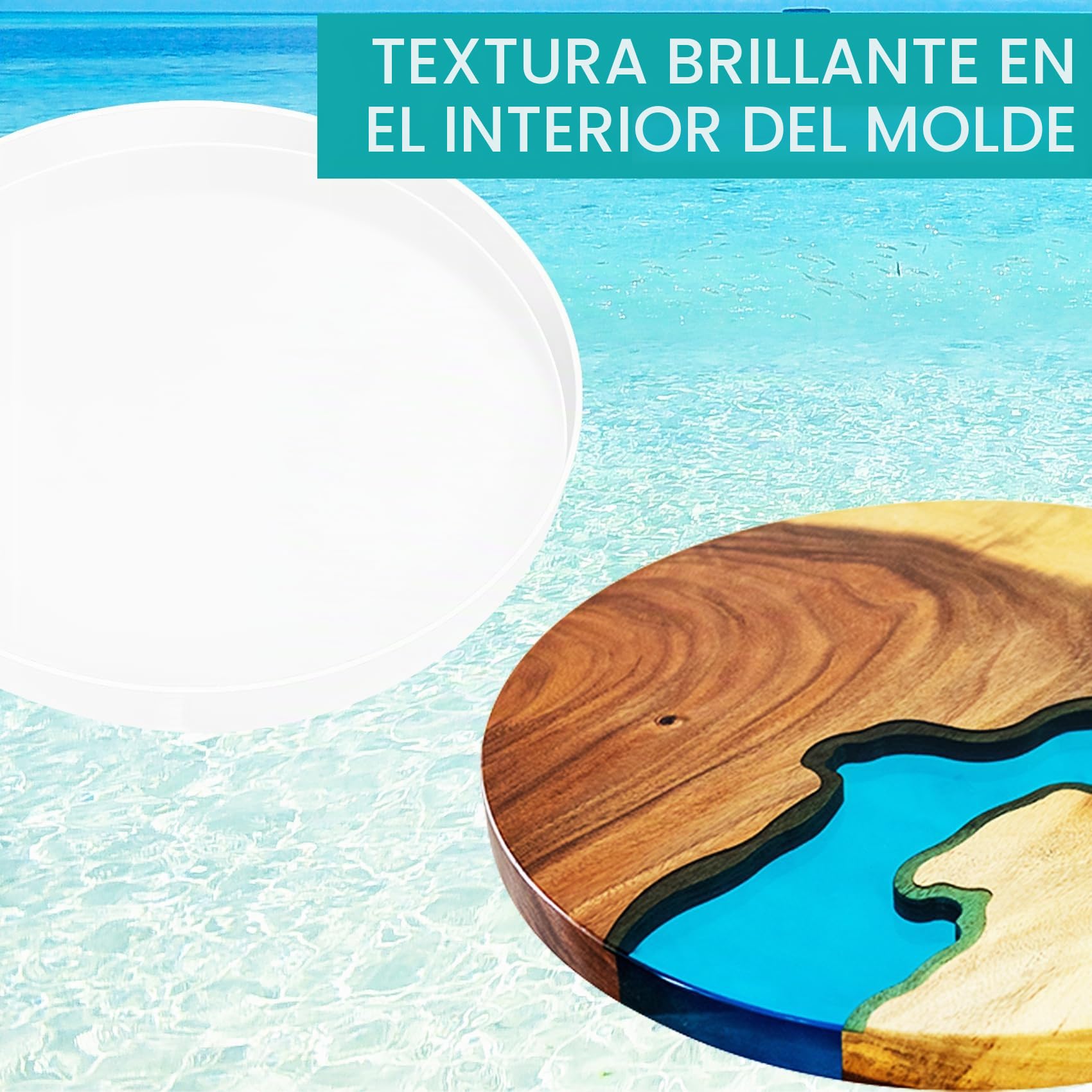 Molde grande de resina de silicona redonda, molde grande de resina epoxi para embutidos, mesa de resina de río, decoración del hogar (49 x 49 cm)