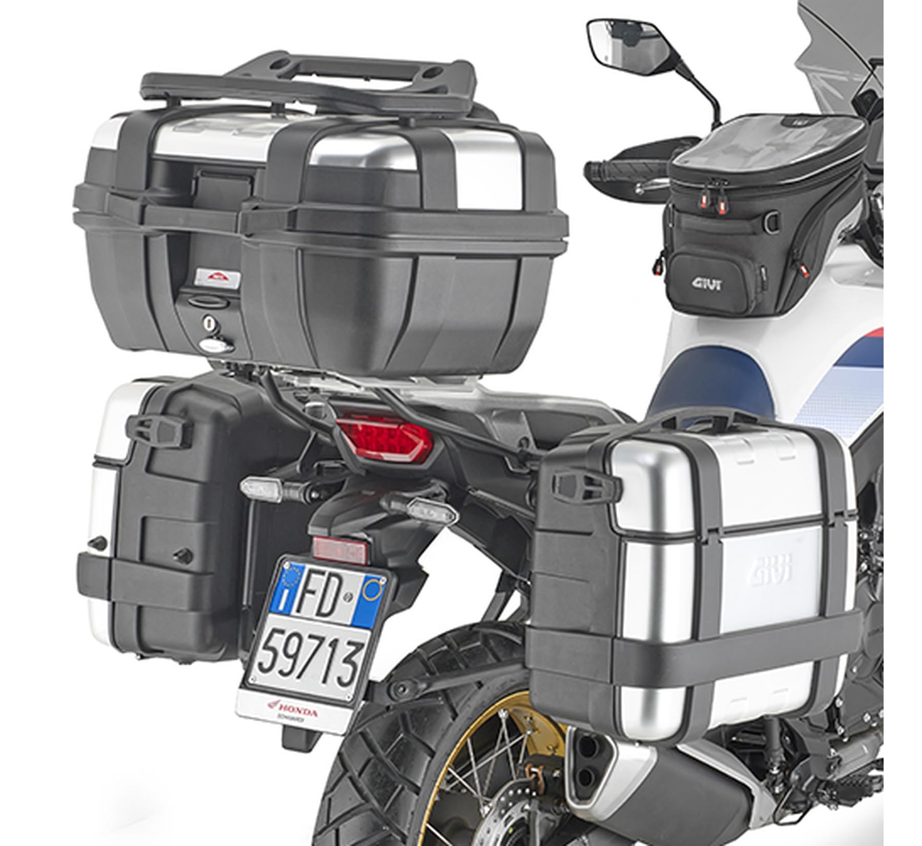 givi valises laterales trk35bnpack2 monokey Trekker Lite Grigio 70 lt + Support Compatible avec Honda XL 750 transalp 2023 2024 mototopgun